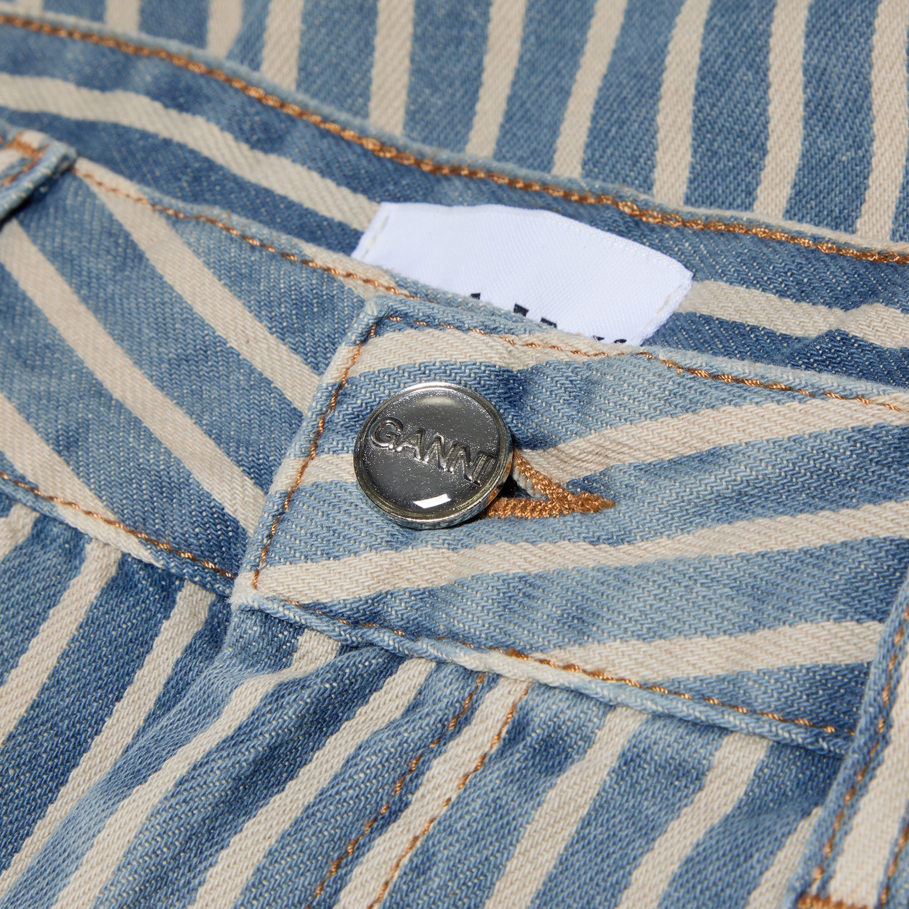 GANNI Light Stripe Denim Shorts (Soft Chambray)
