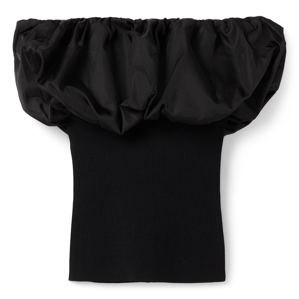 GANNI Melange Knit Top (Black)