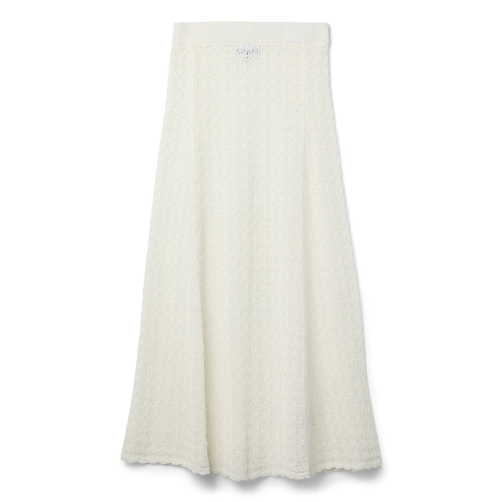 GANNI Shiny Pointelle Long Skirt (Egret)