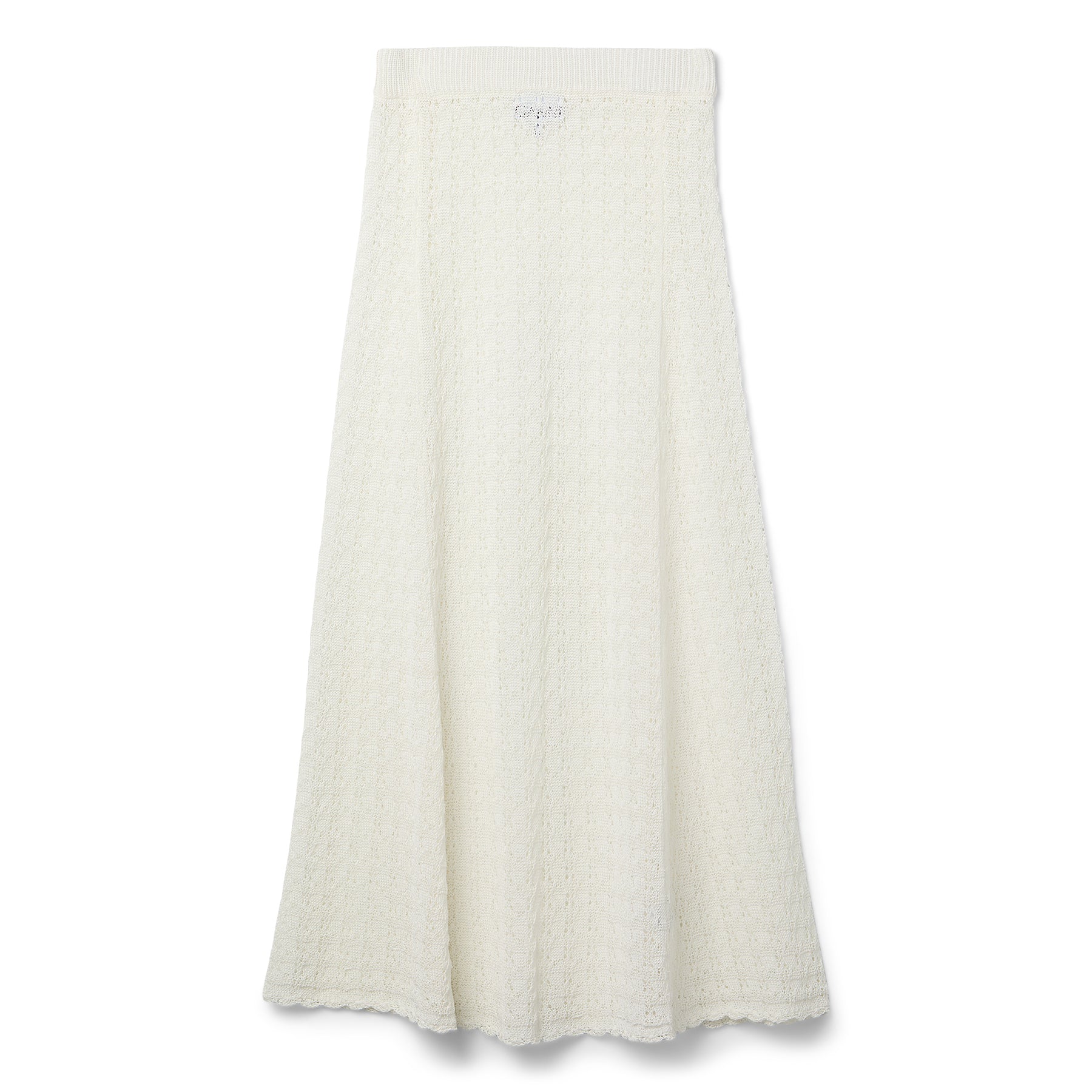 GANNI Shiny Pointelle Long Skirt (Egret)