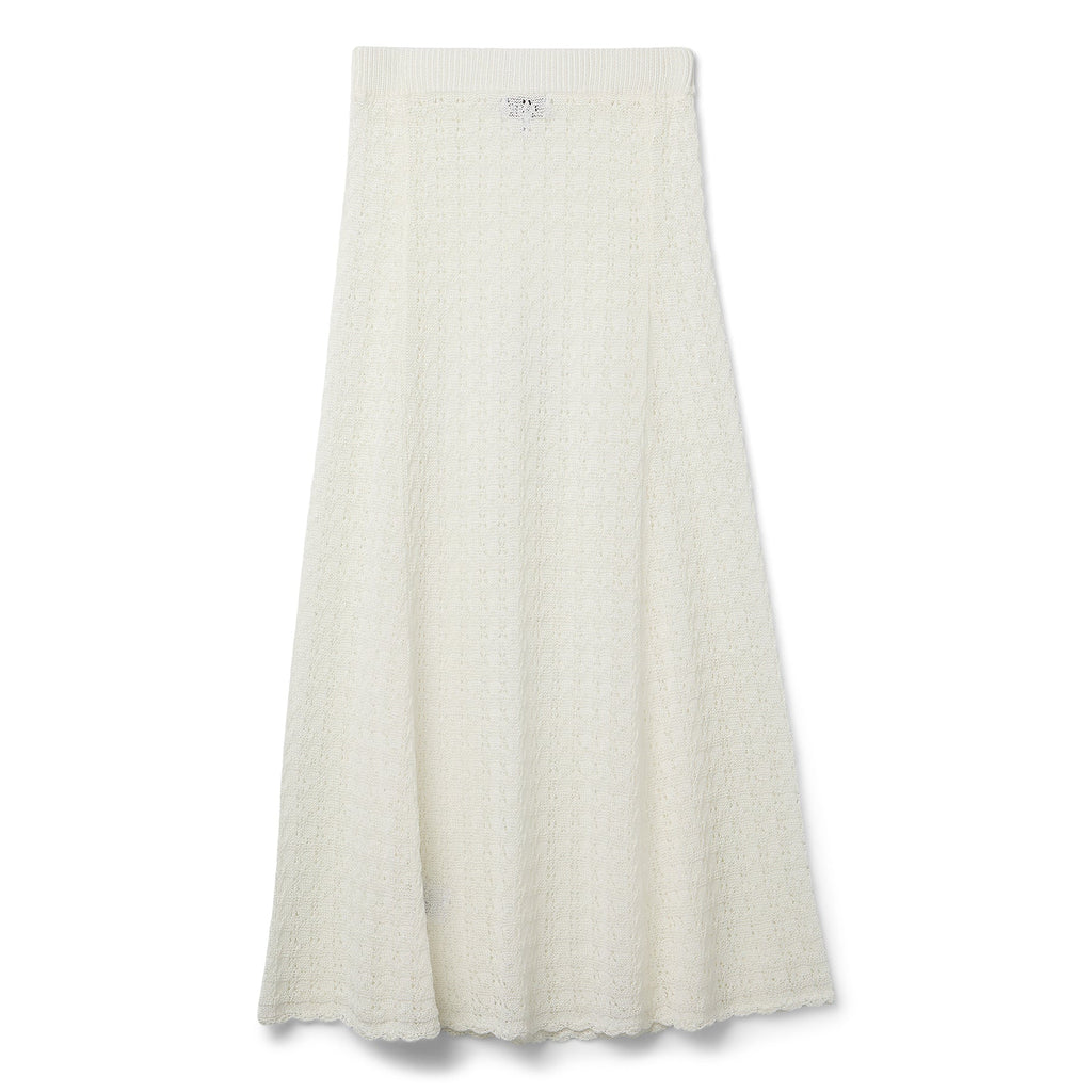 GANNI Shiny Pointelle Long Skirt (Egret)
