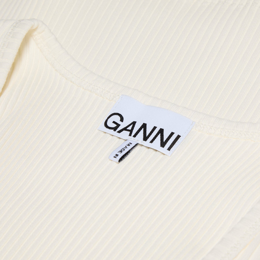 GANNI Heavy Rib Jersey Tank Top (Egret)