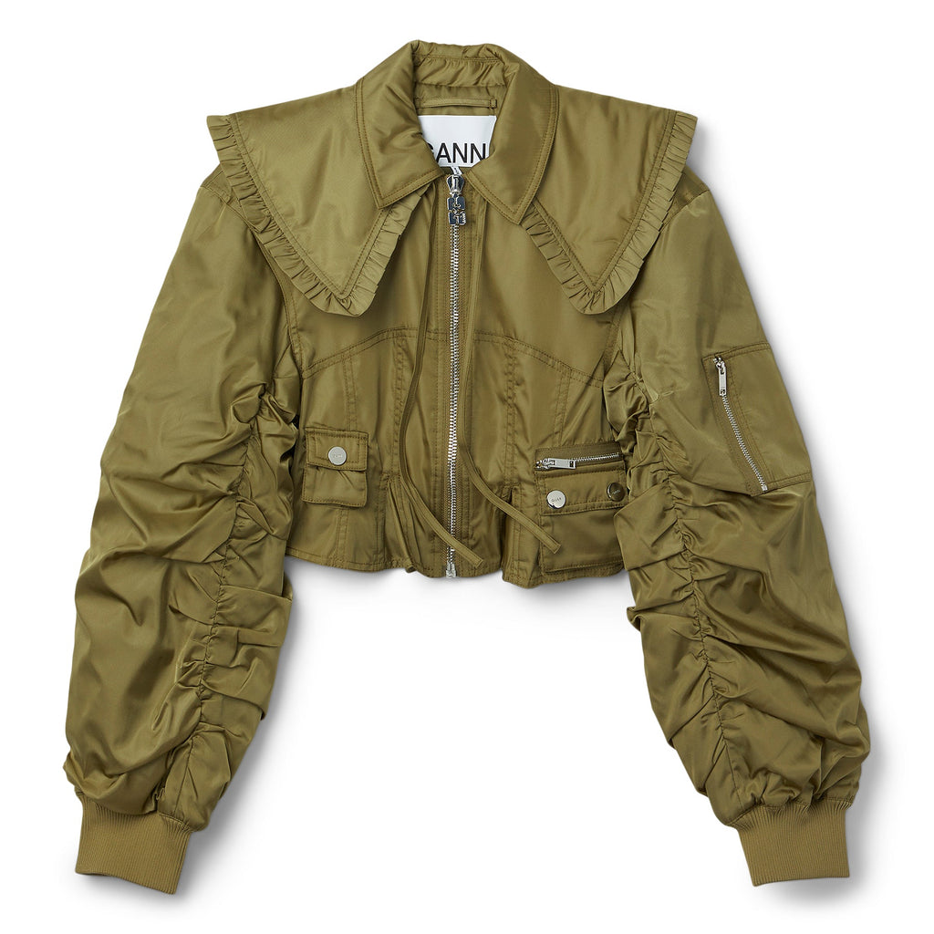 GANNI Duchesse Nylon Fitted Jacket (Boa)