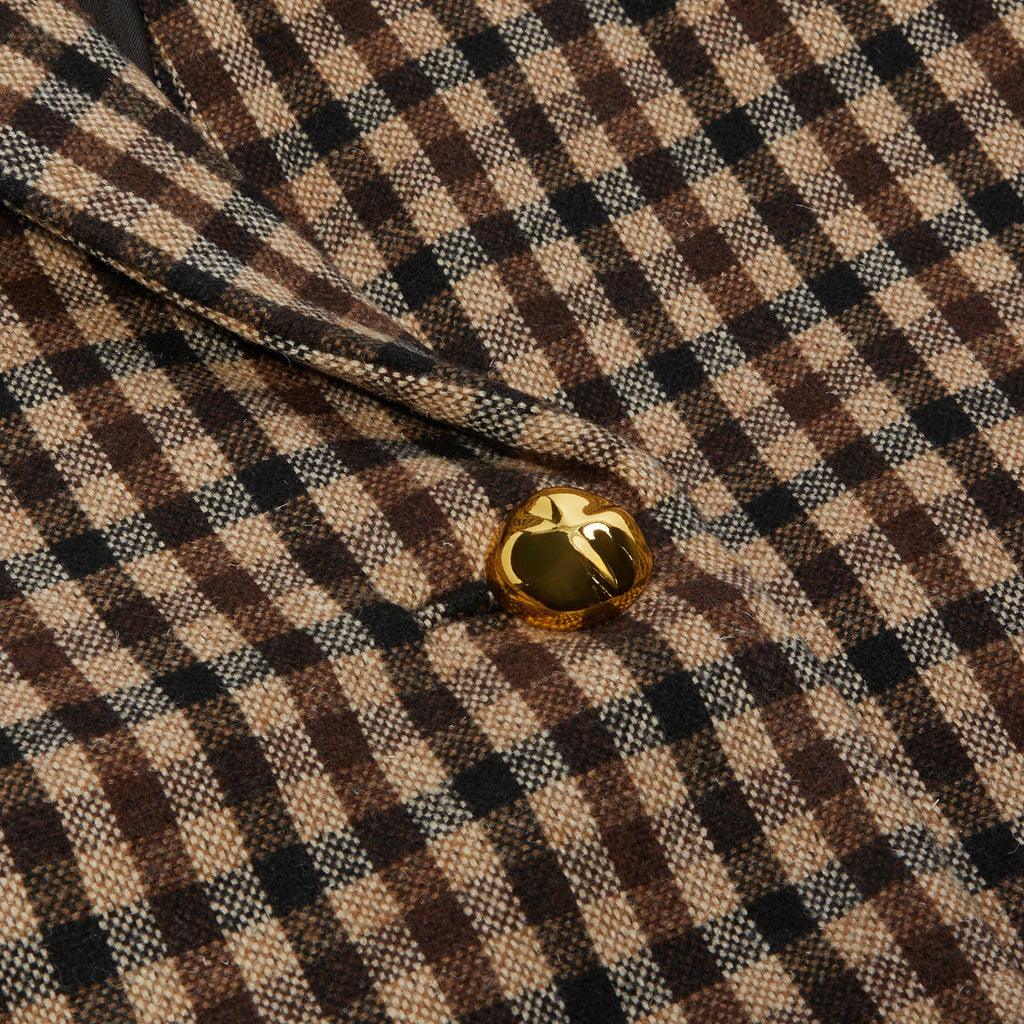 GANNI Check Wool Mix Oversized Blazer (Chicory Coffee)