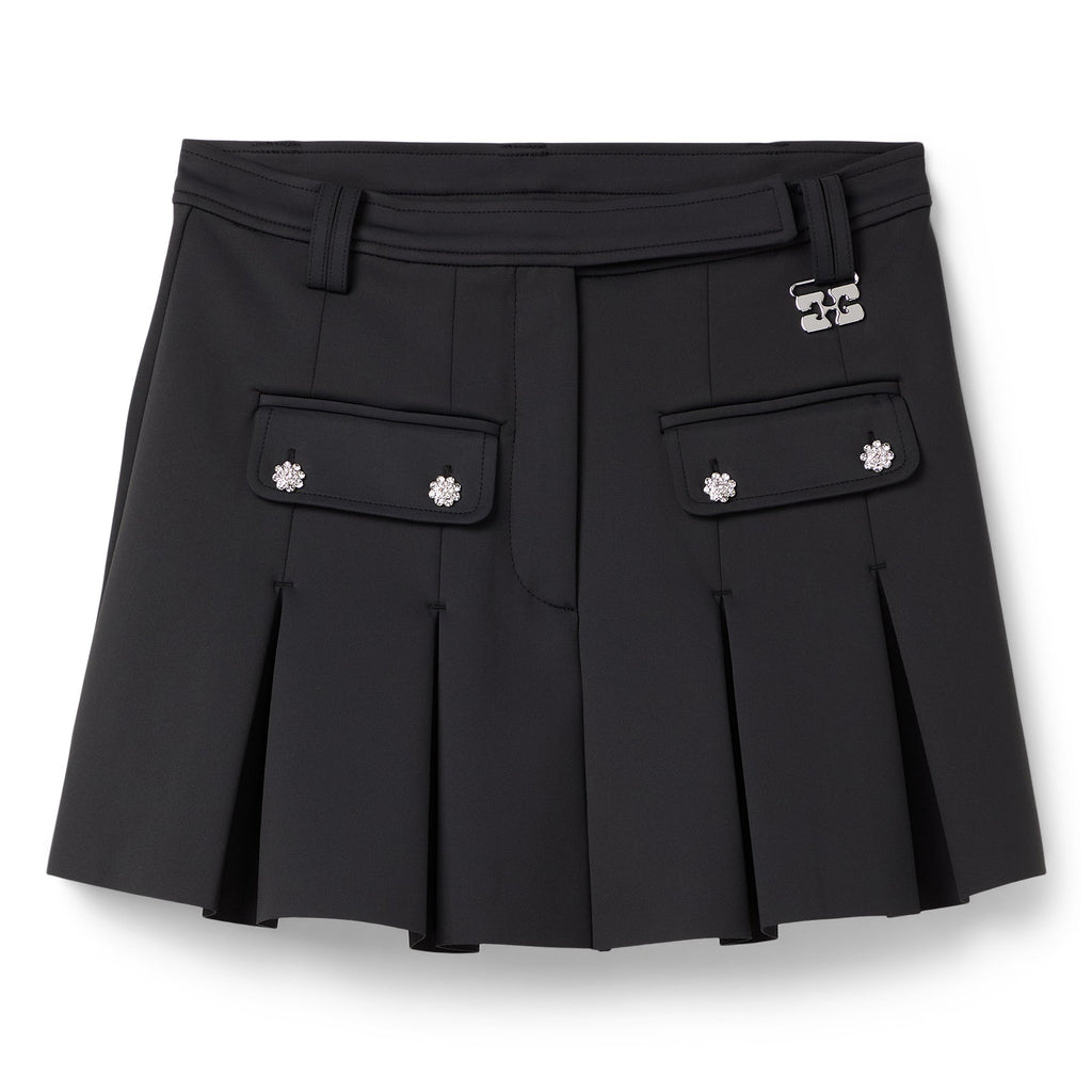 GANNI Scuba Neoprene Pleated Mini Skirt (Phantom)