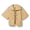 GANNI Classic Summer Suiting Cowl Neck Blouse (Pale Khaki)