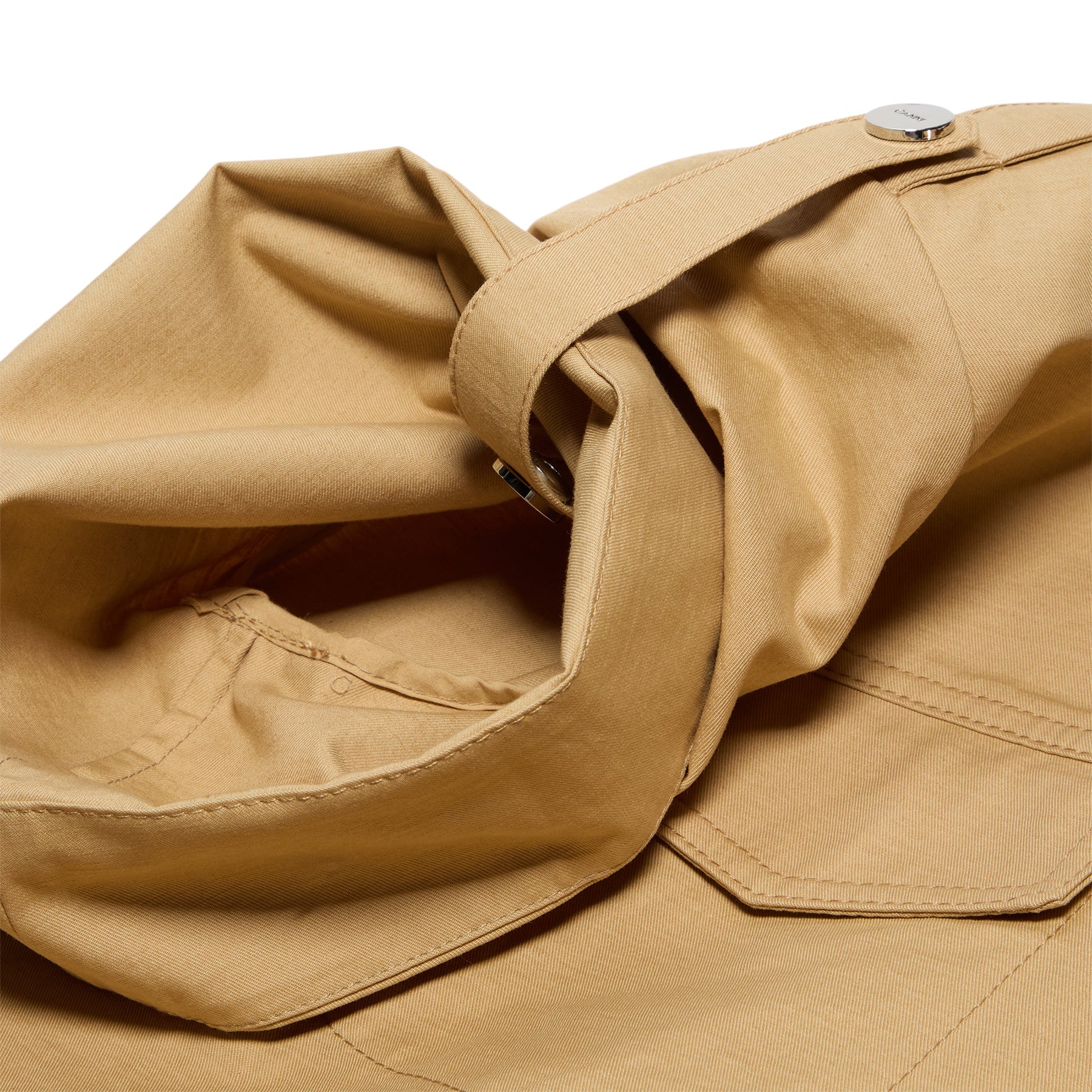 GANNI Classic Summer Suiting Cowl Neck Blouse (Pale Khaki)