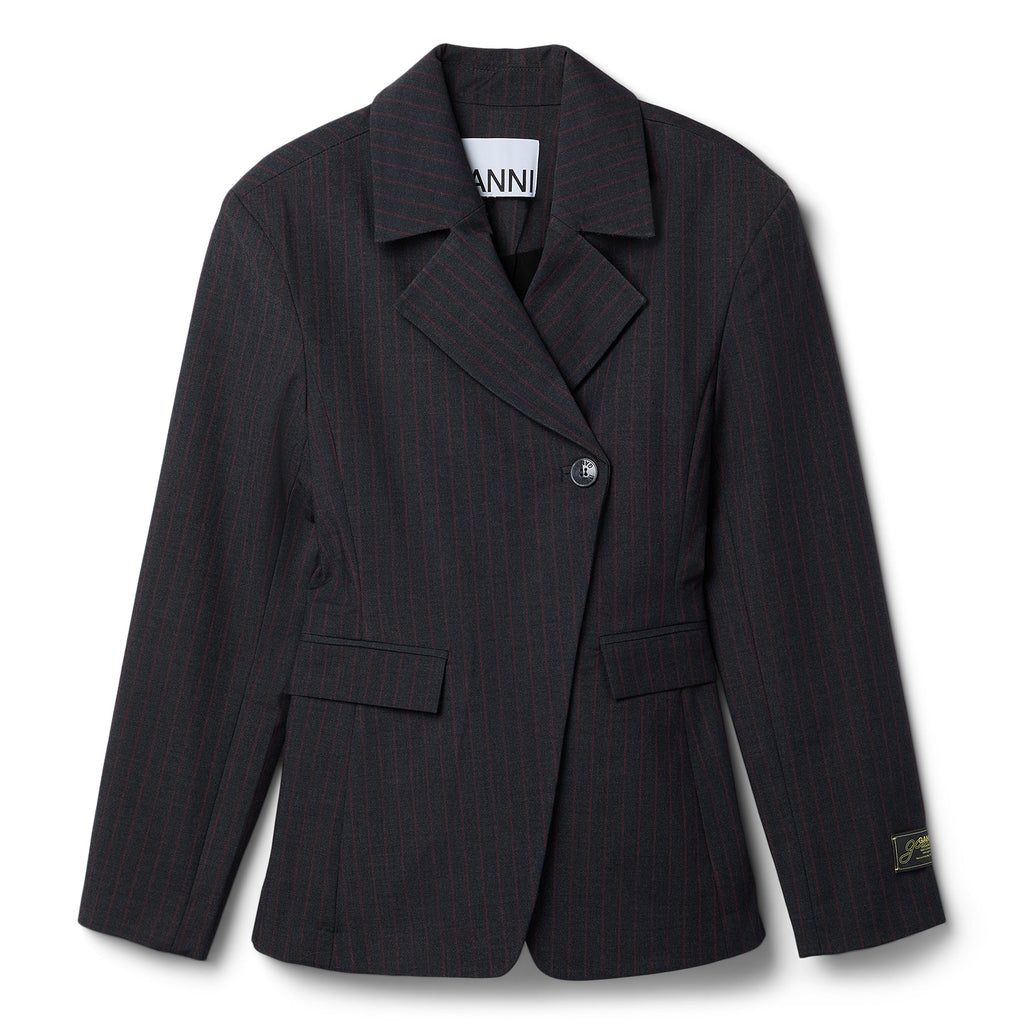 GANNI Stretch Stripe Blazer (Phantom)