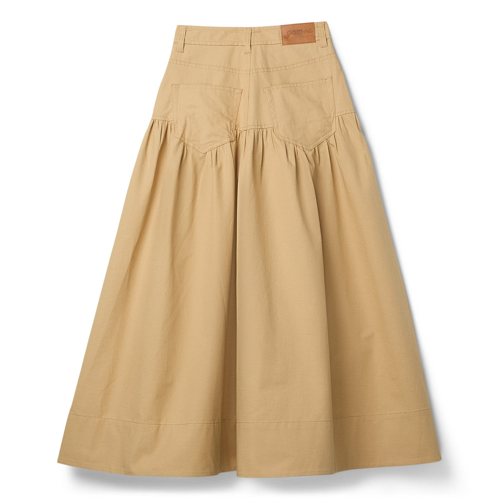 GANNI Classic Summer Suiting Long Skirt (Pale Khaki)