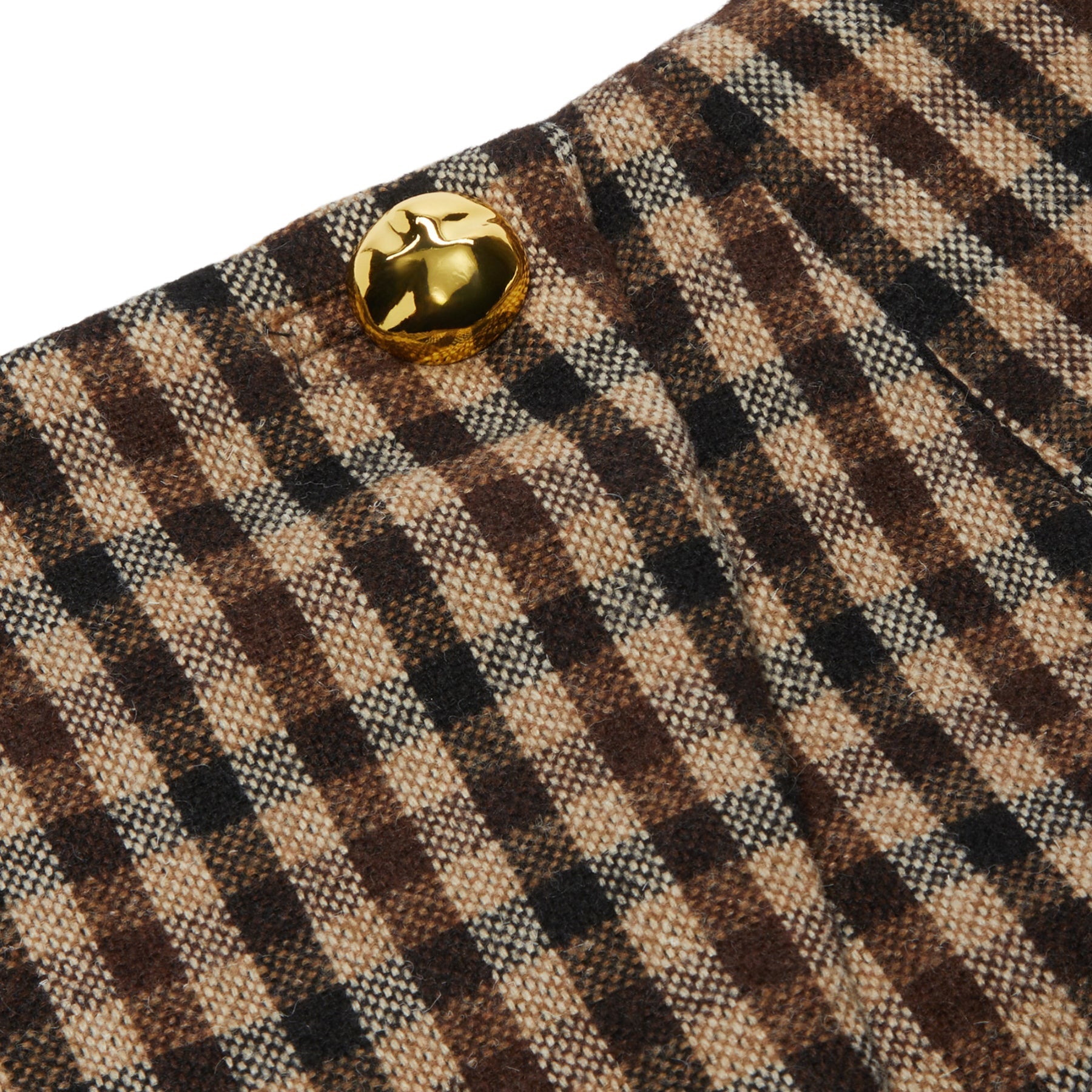 GANNI Check Wool Mix Skirt (Chicory Coffee)