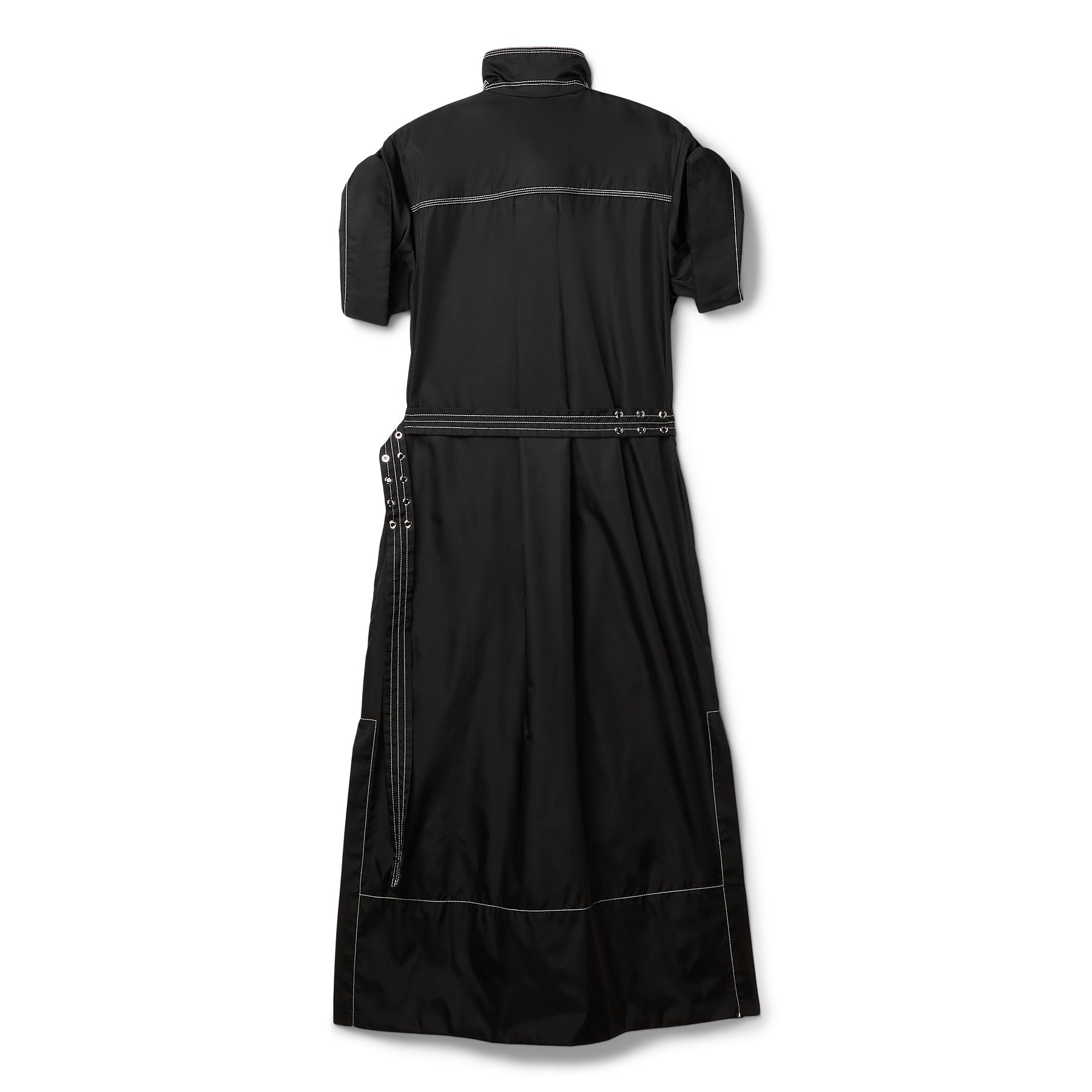 GANNI Duchesse Nylon Cowl Neck Long Dress (Black)