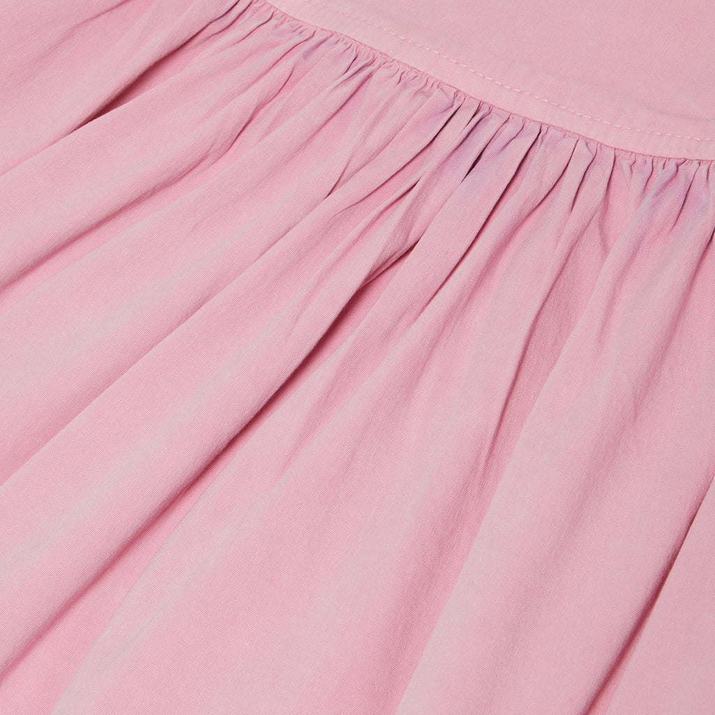 GANNI Washed Stretch Cotton Frill Sleeve Top (Bleached Mauve)