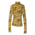 GANNI Zebra Print Jersey Turtleneck (Khaki)