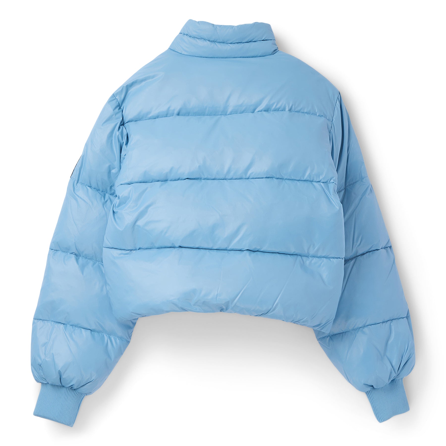 GANNI Shiny Nylon Short Puffer Jacket (Blissful Blue)
