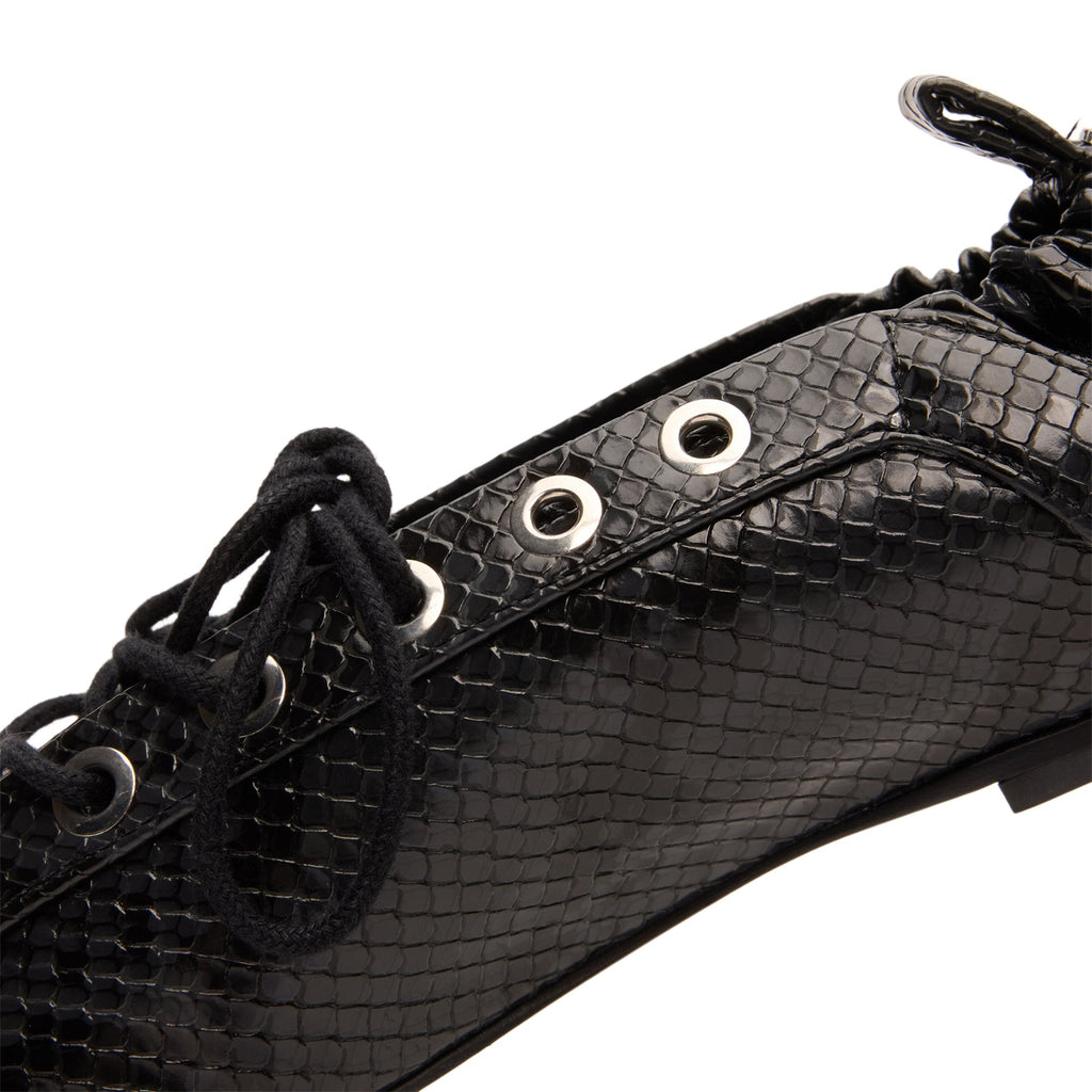 GANNI Lace-Up Ballerinas (Black Oyster)