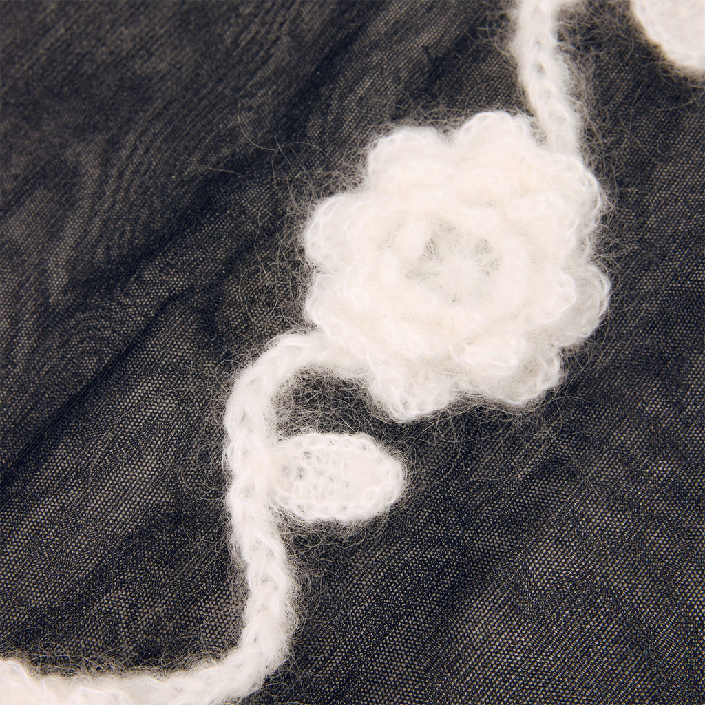 GANNI Sheer Flower Crochet Turtleneck (Black)