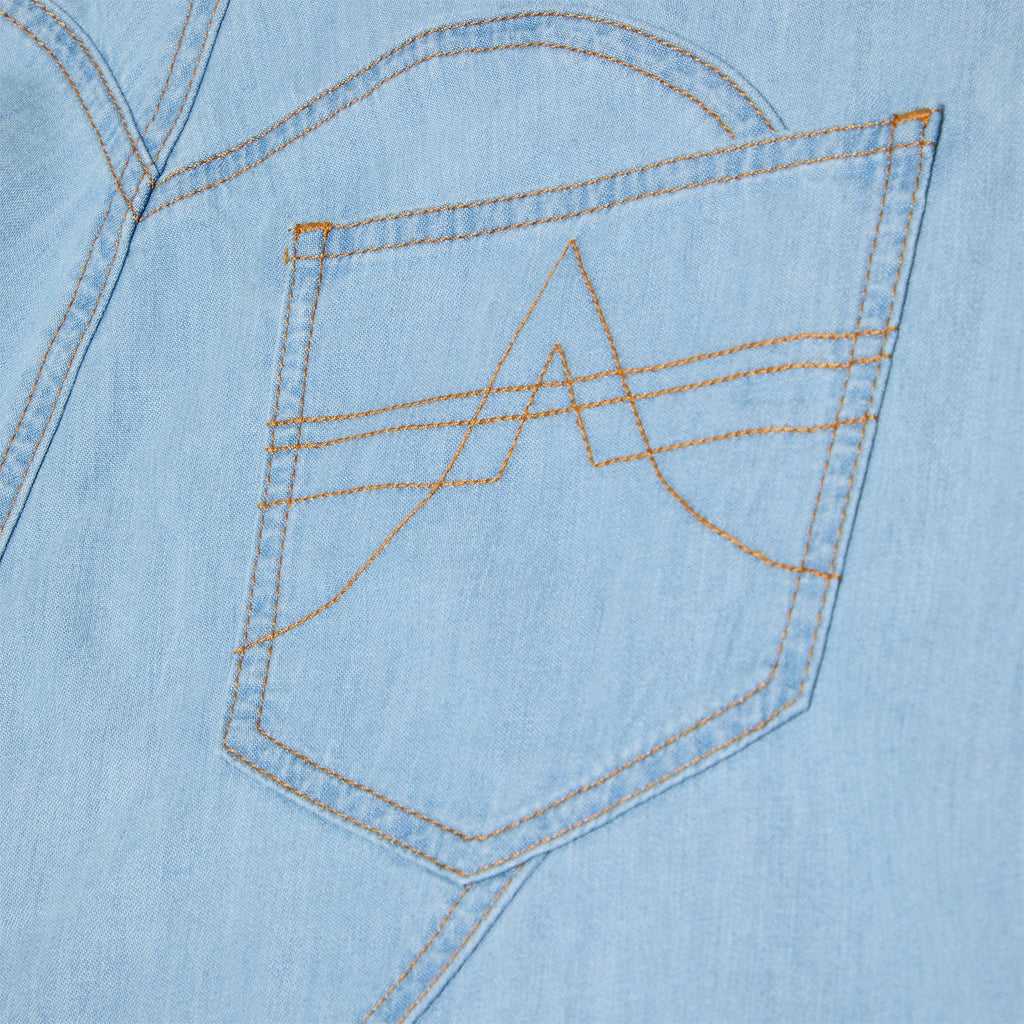 AREA Crystal Rosette Wide Leg Jean (Super light blue)