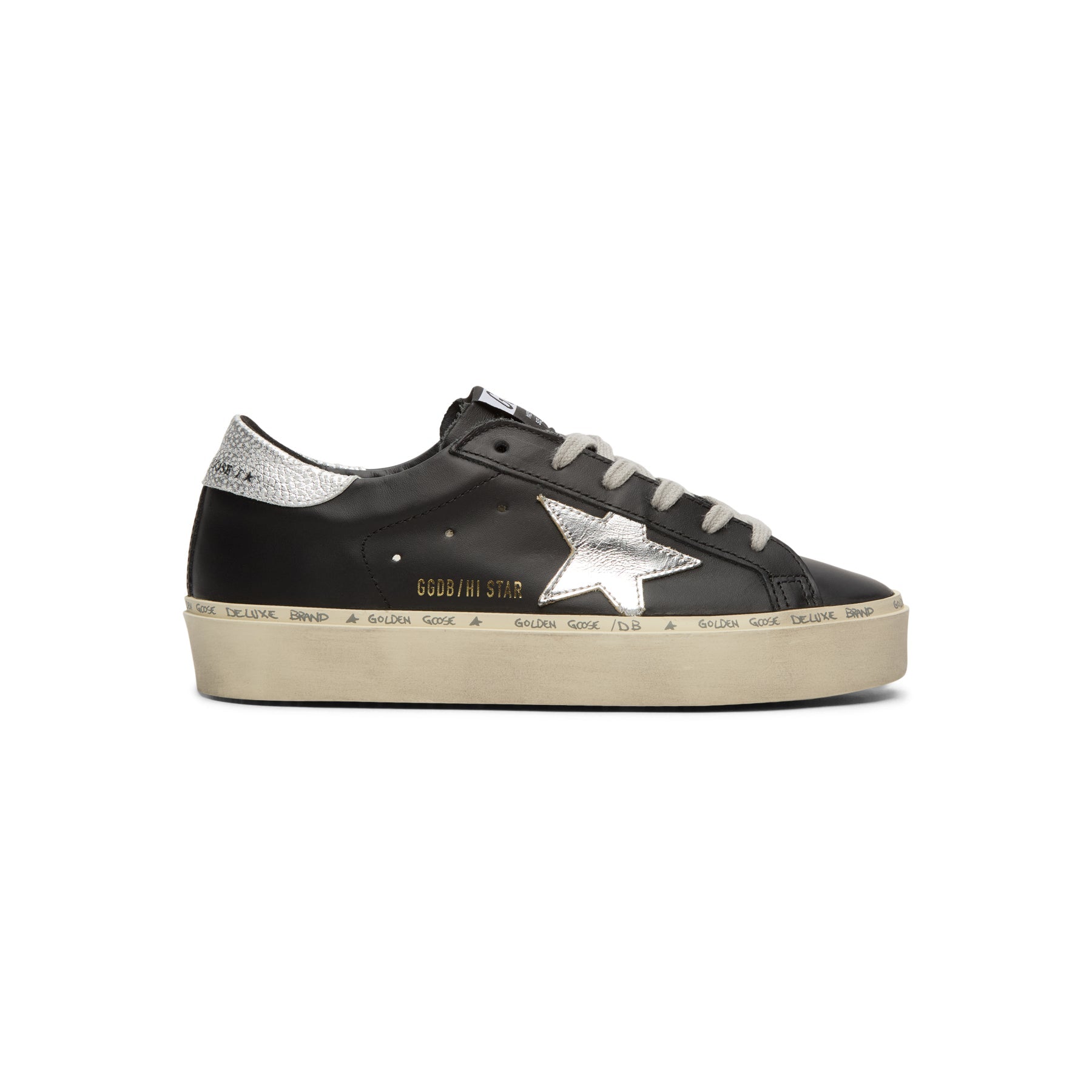 Golden Goose Hi Star Leather Upper Laminated Star (Black/Silver)