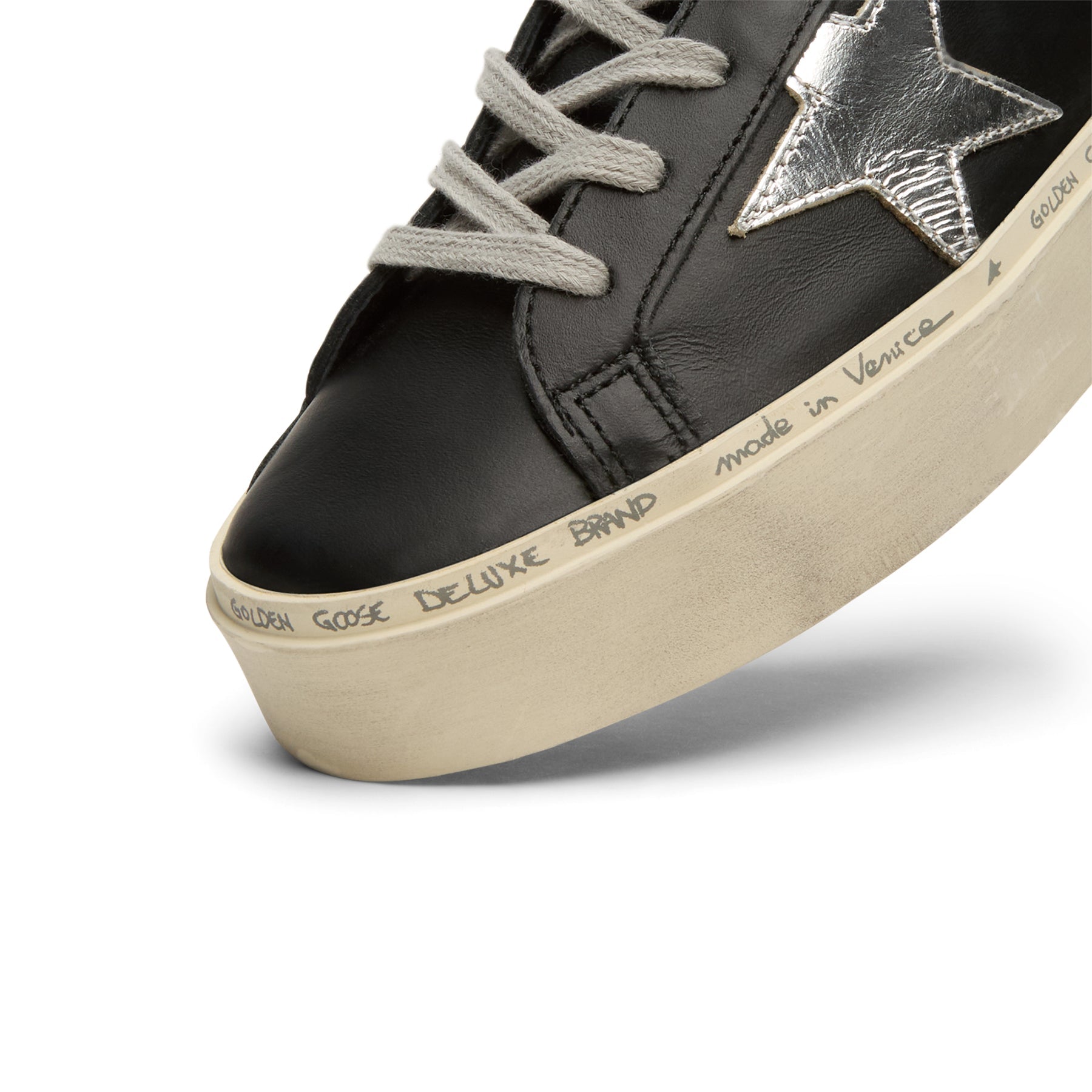 Golden Goose Hi Star Leather Upper Laminated Star (Black/Silver)