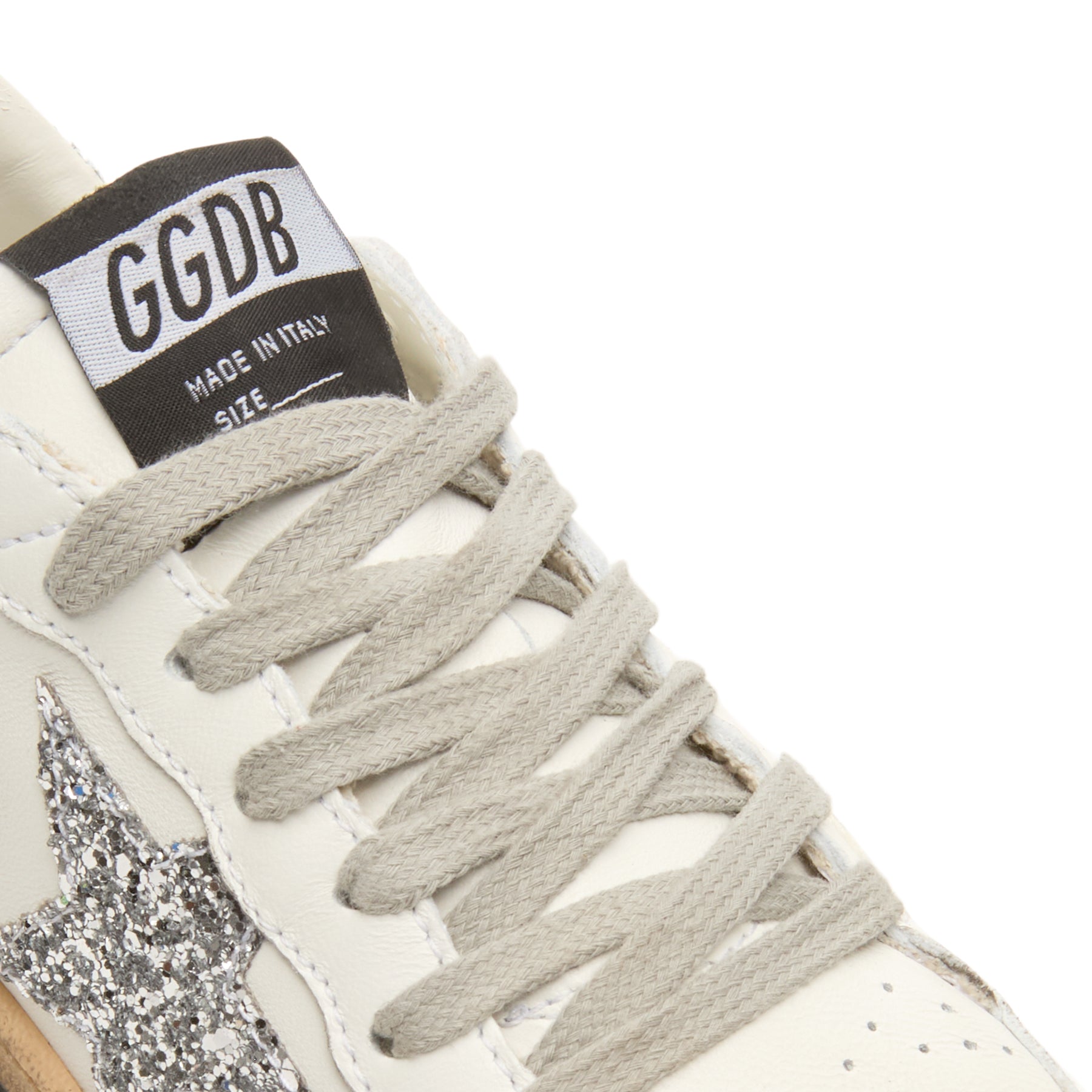 Golden Goose Ballstar Nappa Upper And Spur Glitter (White/ Silver)