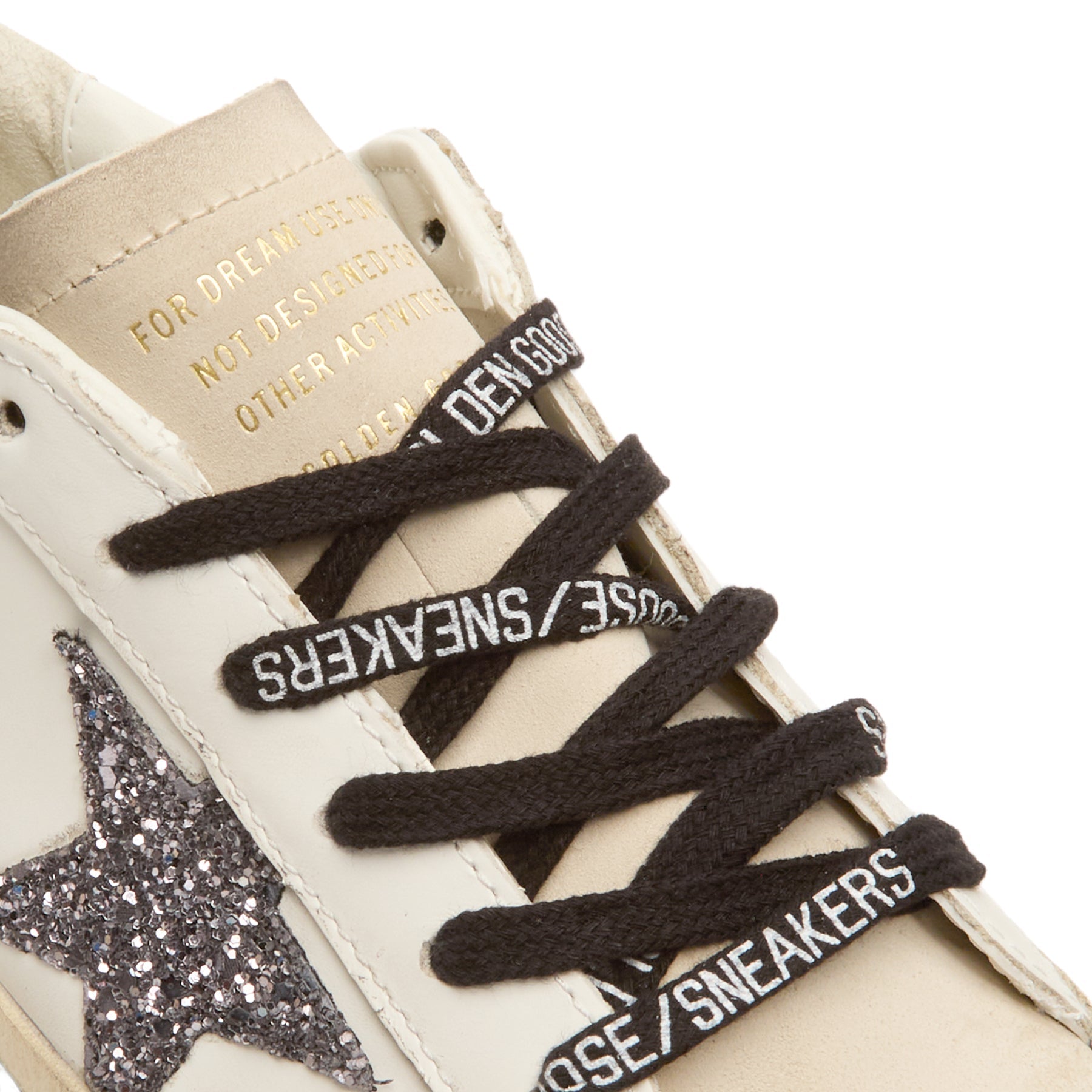Golden Goose Super-Star Leather Upper Glitter Star Heel (Optic White/Seedpearl/Black/Gold)