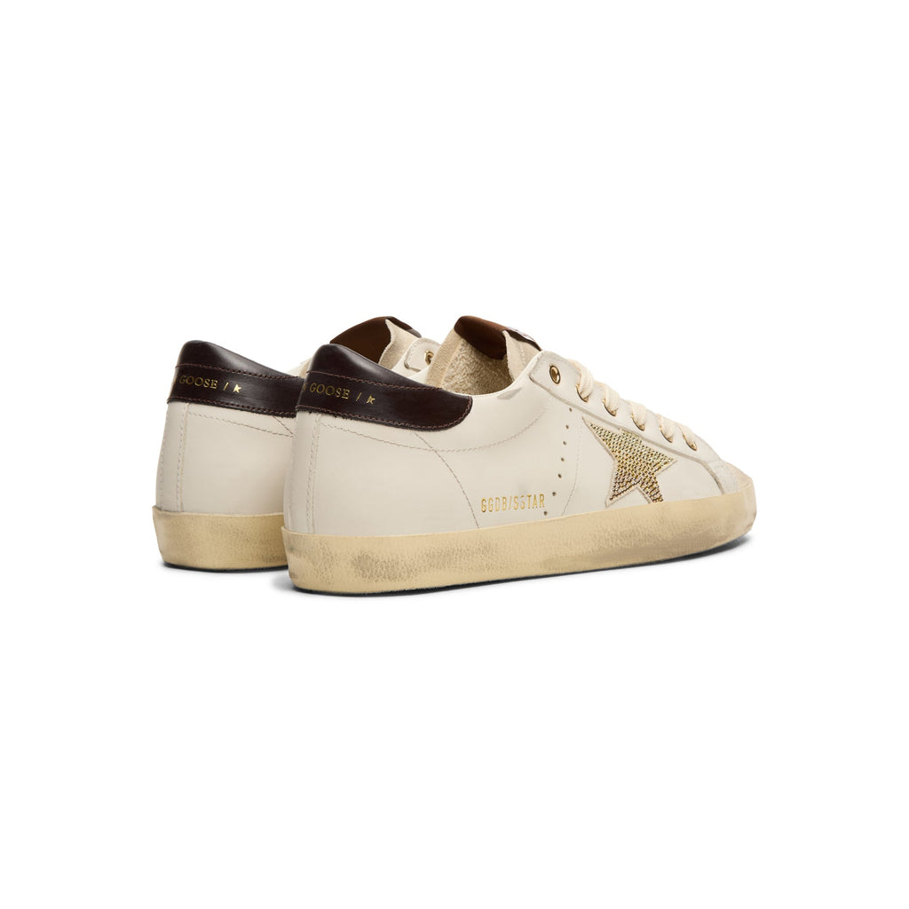 Golden Goose Super-Star Leather Upper Star And Heel (White/Coffee Brown/Seedpearl)