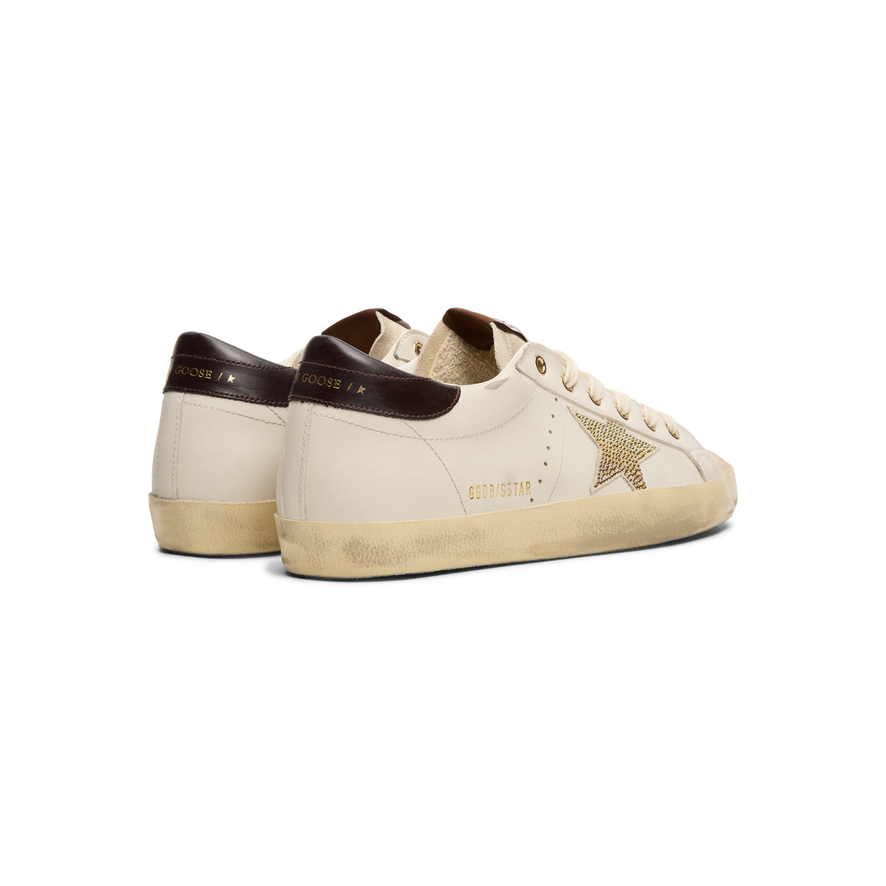 Golden Goose Super-Star Leather Upper Star And Heel (White/Coffee Brown/Seedpearl)
