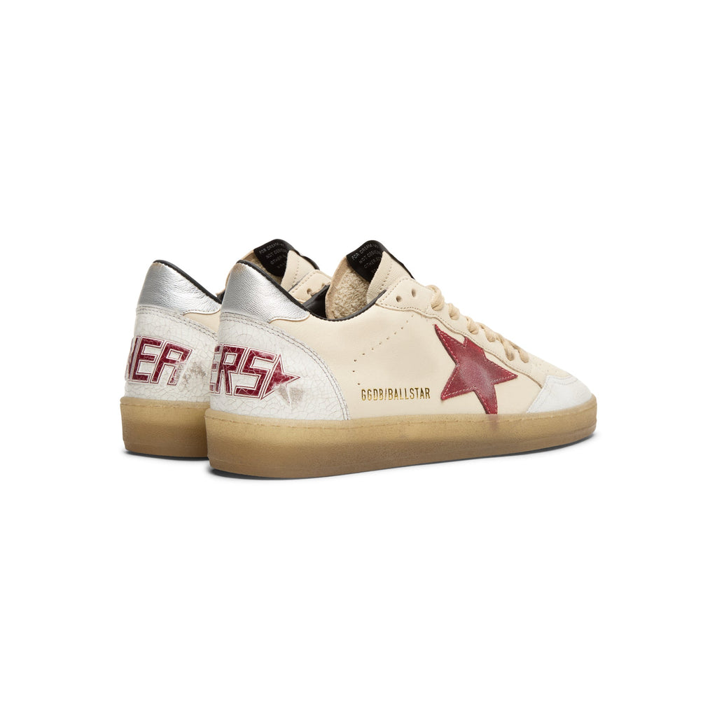 Golden Goose Ballstar Nappa Upper And Tongue Crack (Butter Beige/White/Red/Silver)