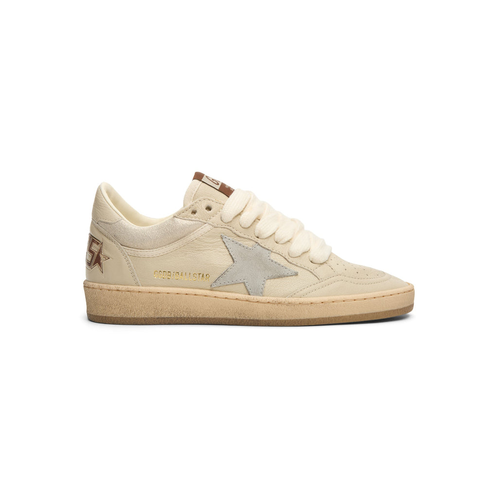 Golden Goose Ballstar Nappa And Glitter Leather Upper (Cream/Light Grey/Grey)