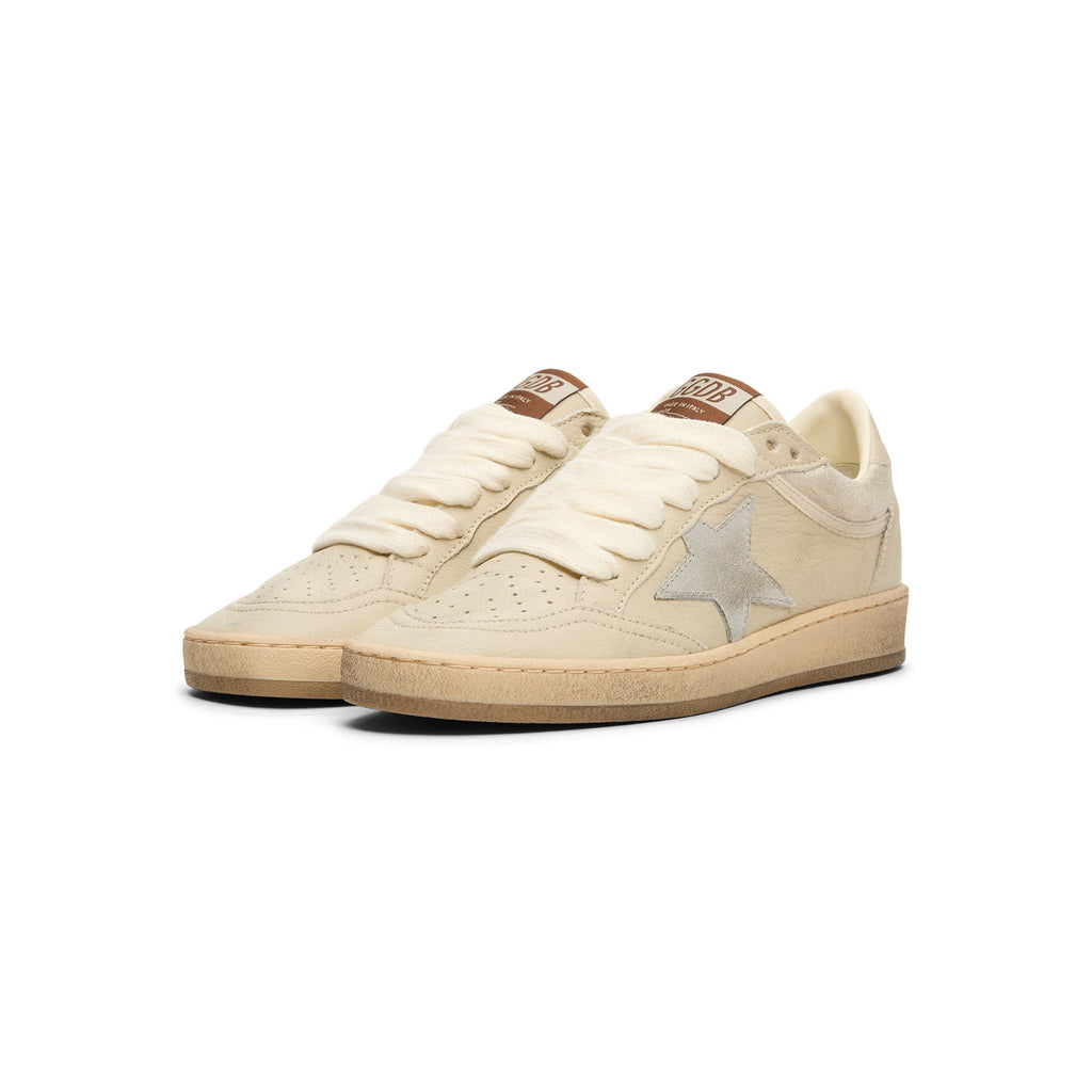Golden Goose Ballstar Nappa And Glitter Leather Upper (Cream/Light Grey/Grey)