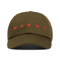 MARNI Embroidered Logo Organic Gabardine Baseball Cap (Deep Sage)