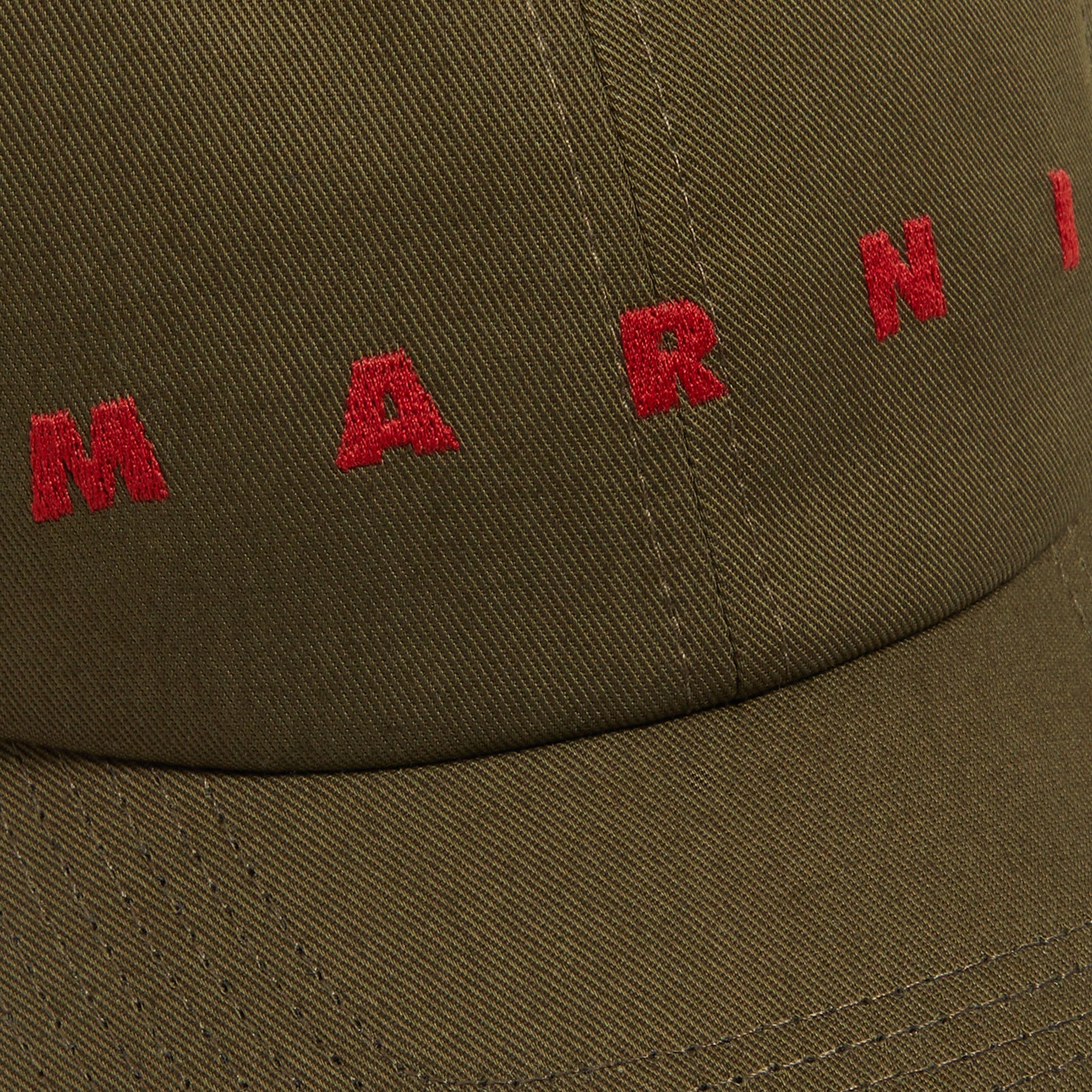MARNI Embroidered Logo Organic Gabardine Baseball Cap (Deep Sage)