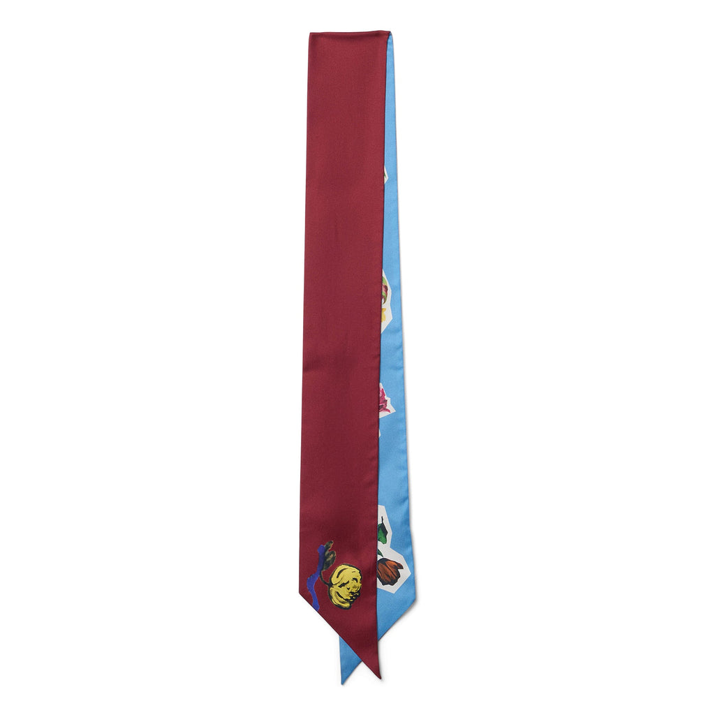 MARNI Flower Collage Blue Silk Scarf (Orange)