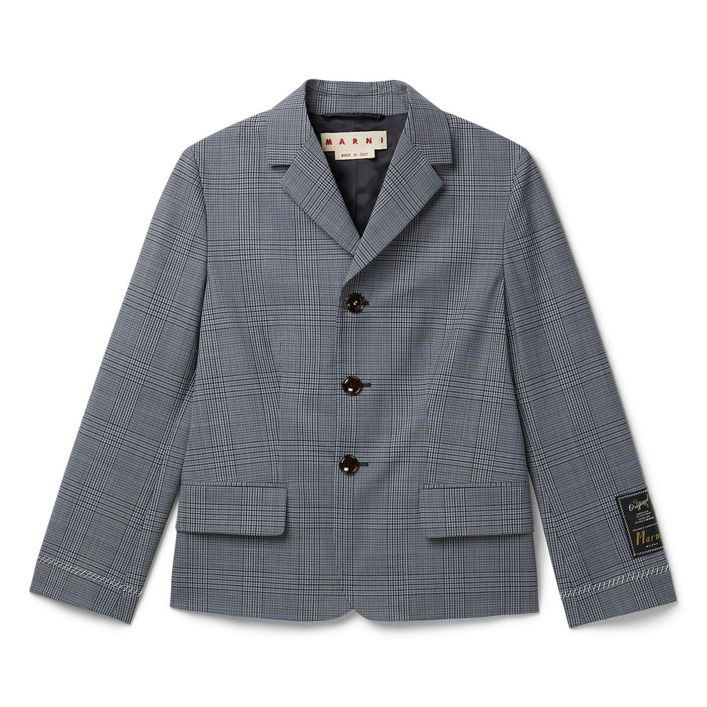MARNI Prince of Wales Wool Check Cropped Jacket (Truffle)