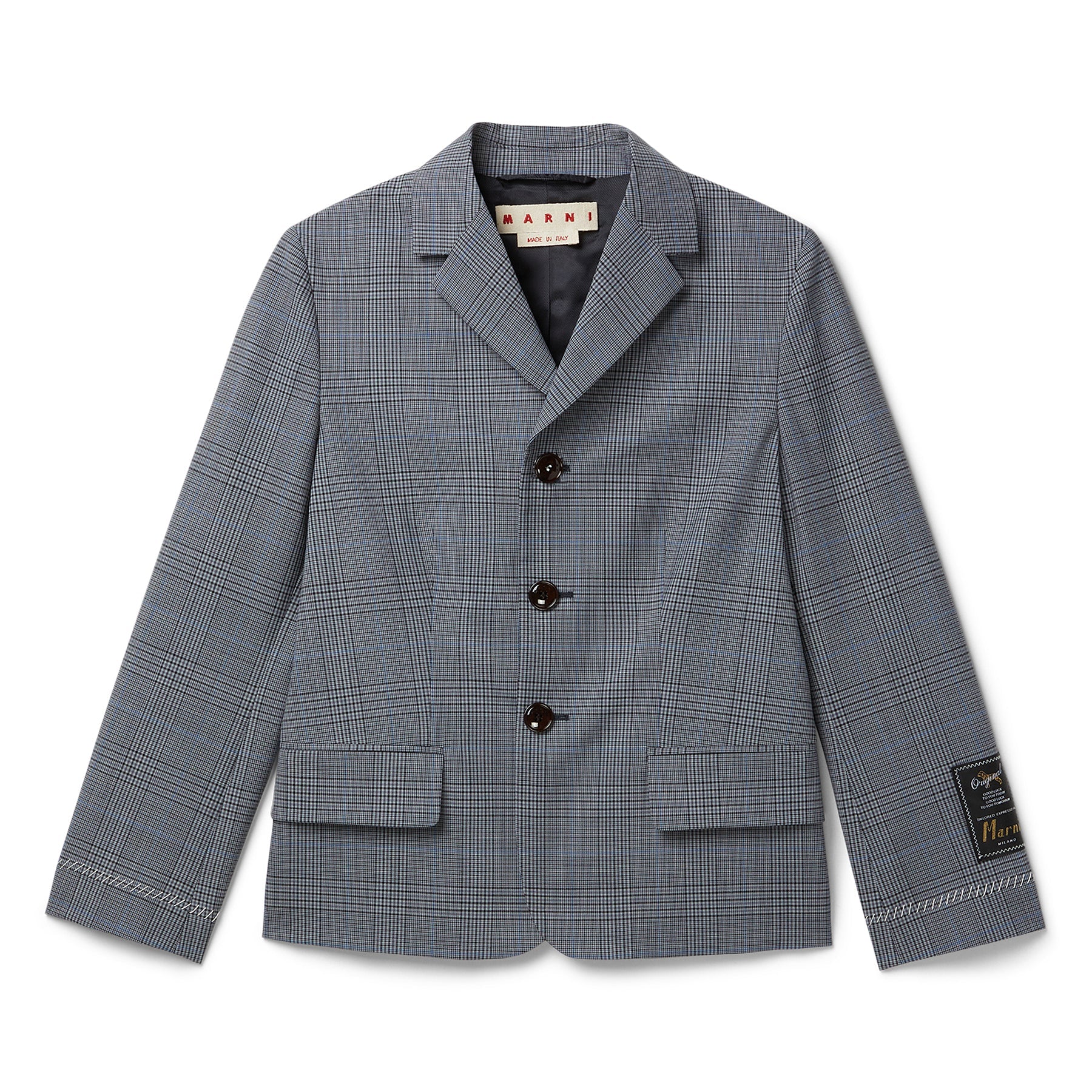 MARNI Prince of Wales Wool Check Cropped Jacket (Truffle)