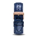 Blue Croc Pattern Leather Strap With Rose Gold Buckle