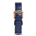 Blue Croc Pattern Leather Strap With Rose Gold Buckle - Prague Deluxe