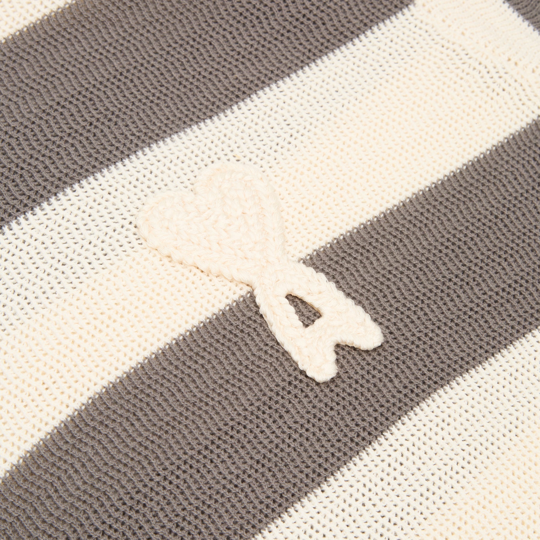 AMI Short Sleeves Polo With AMI De Coeur Patch (Blanc creme/Carbone)