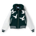 3.Paradis Flying Dove Pillow Neck Varsity Jacket (Green)