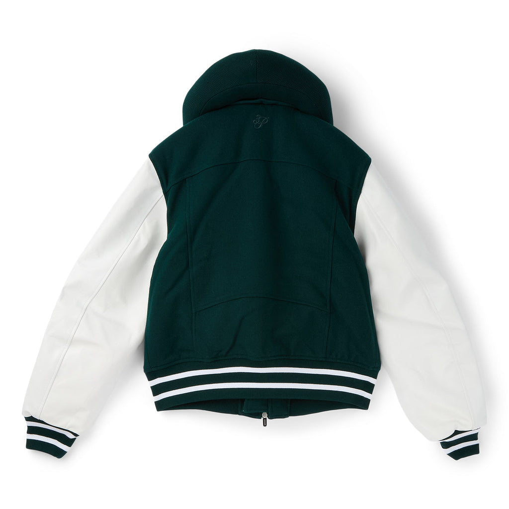 3.Paradis Flying Dove Pillow Neck Varsity Jacket (Green)