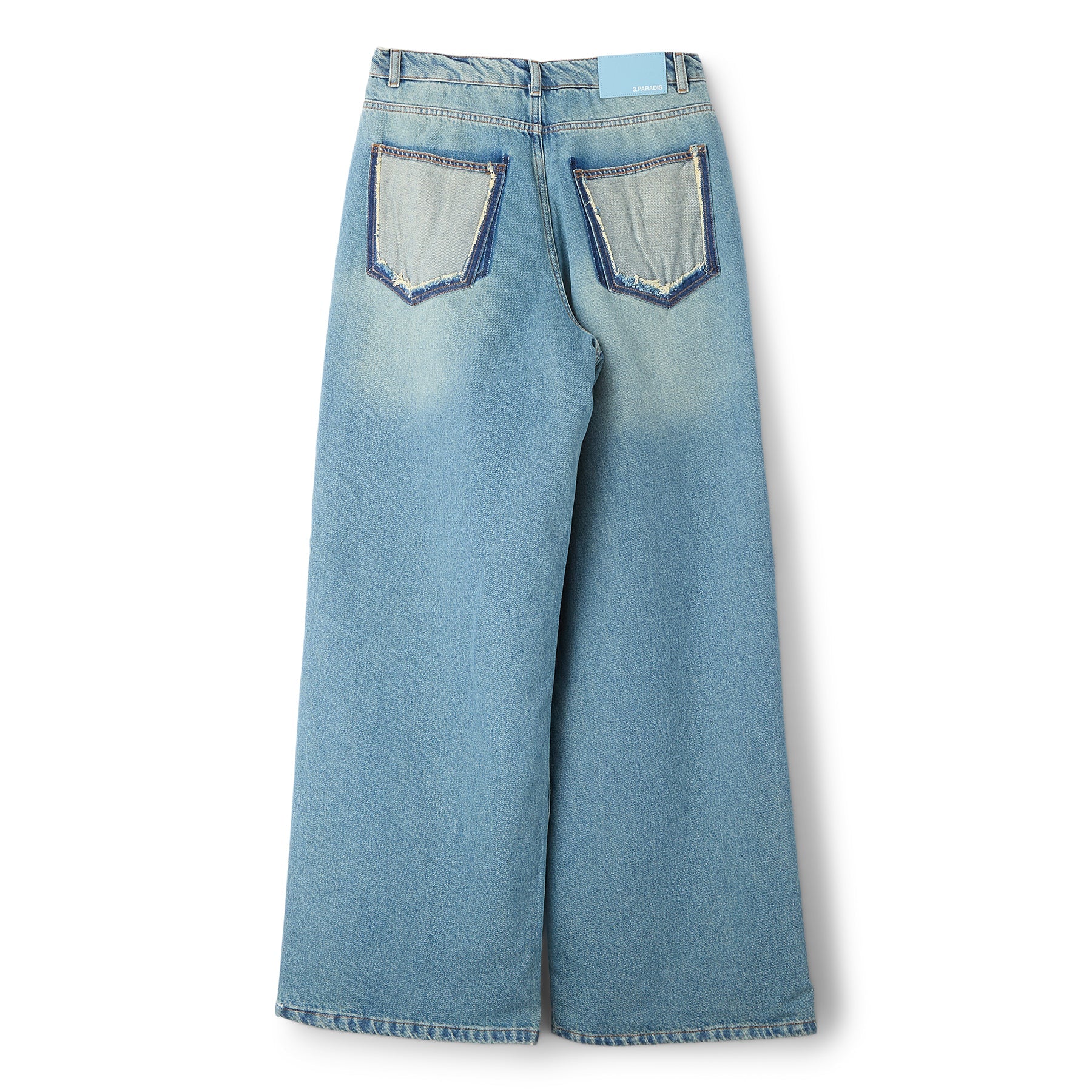 3.Paradis Wide Leg Padded Jeans (Washedblue)