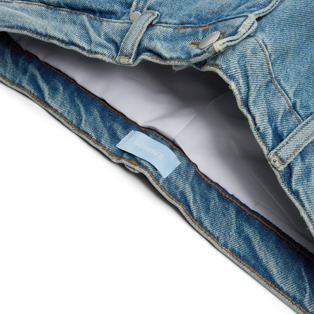 3.Paradis Wide Leg Padded Jeans (Washedblue)