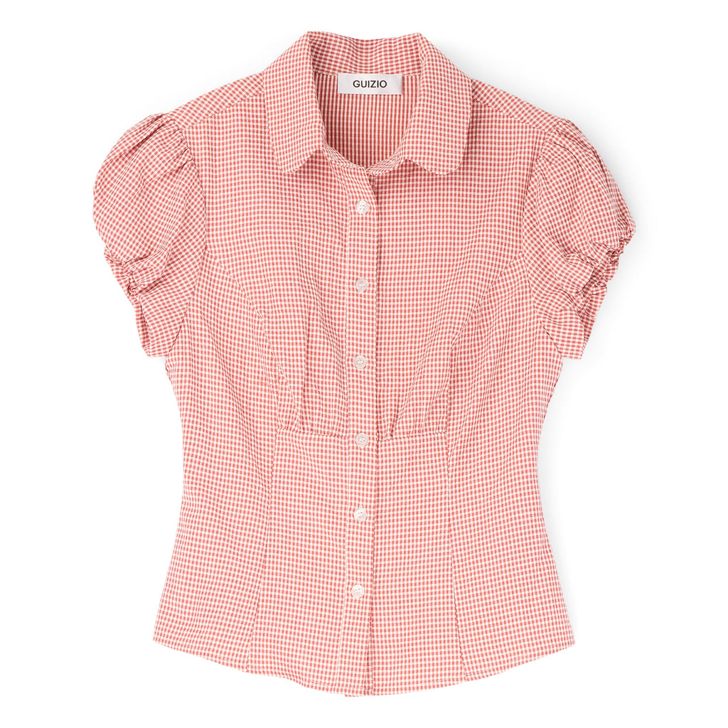 Danielle Guizio Liana Gingham Top (Red love)