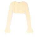Danielle Guizio Crochet Ruffle Sleeve Bolero (Honey butter)
