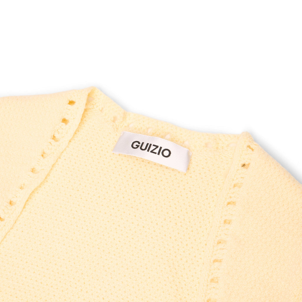 Danielle Guizio Crochet Ruffle Sleeve Bolero (Honey butter)