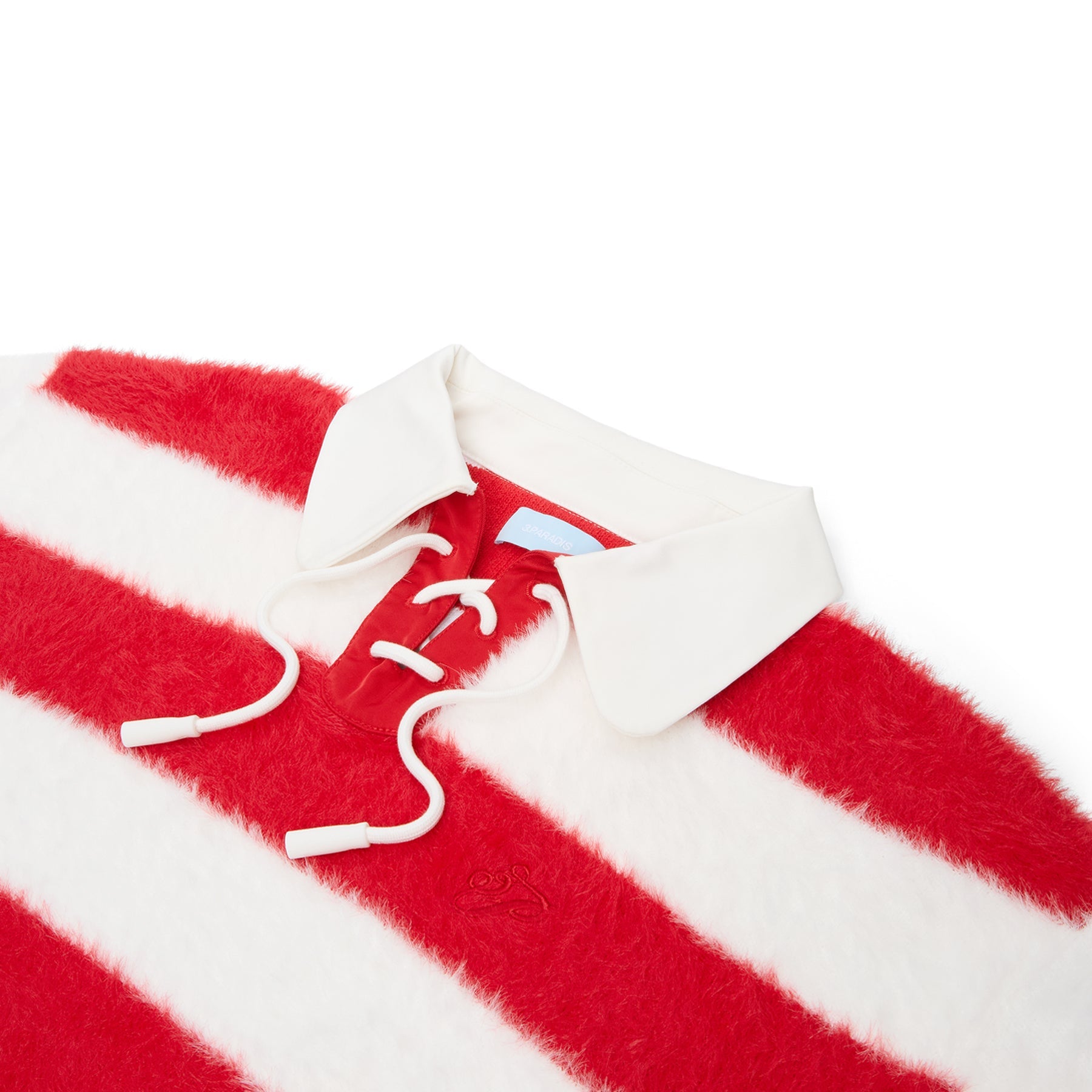 3.Paradis Fluffy Knit LS Polo (Redwhite)
