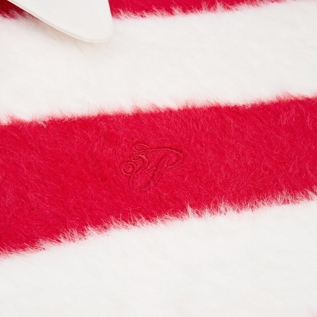 3.Paradis Fluffy Knit LS Polo (Redwhite)