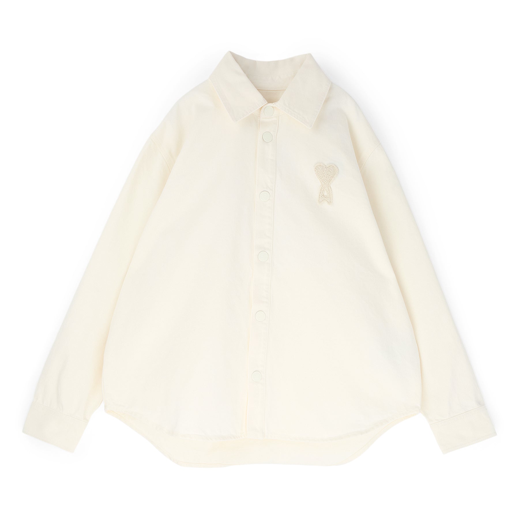 AMI Overshirt With Knitted AMI De Coeur (Blanc creme)