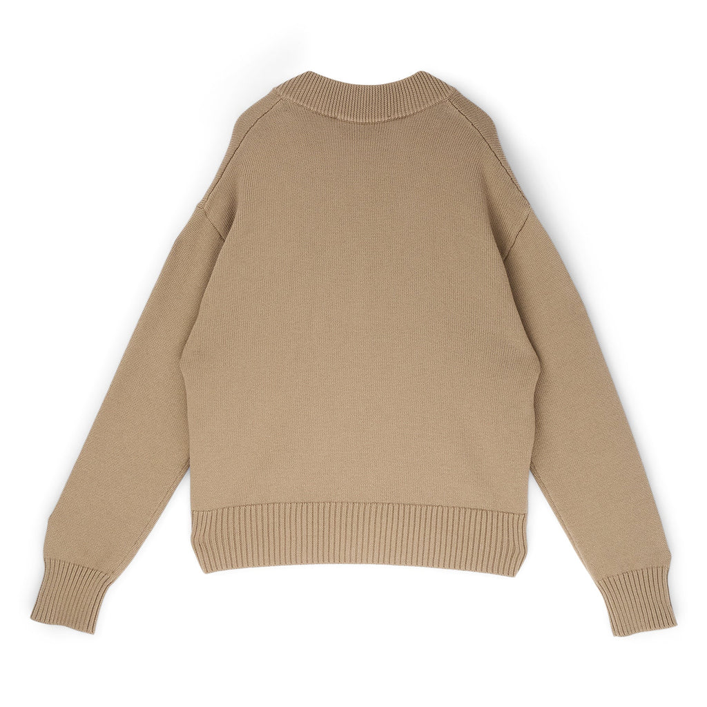 AMI Cardigan With Contrasted AMI De Coeur (Beige taupe/Ecru)