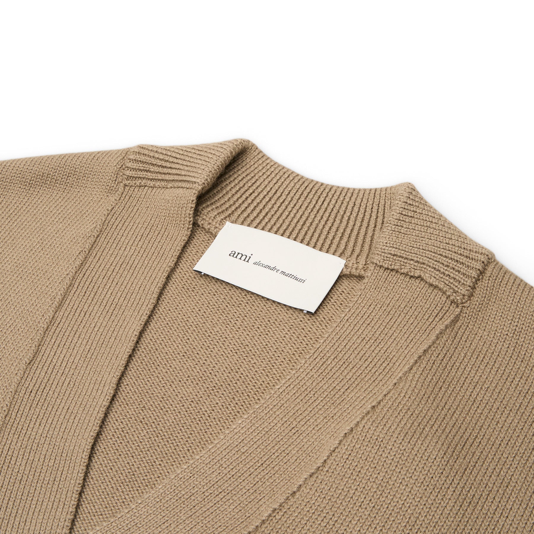 AMI Cardigan With Contrasted AMI De Coeur (Beige taupe/Ecru)